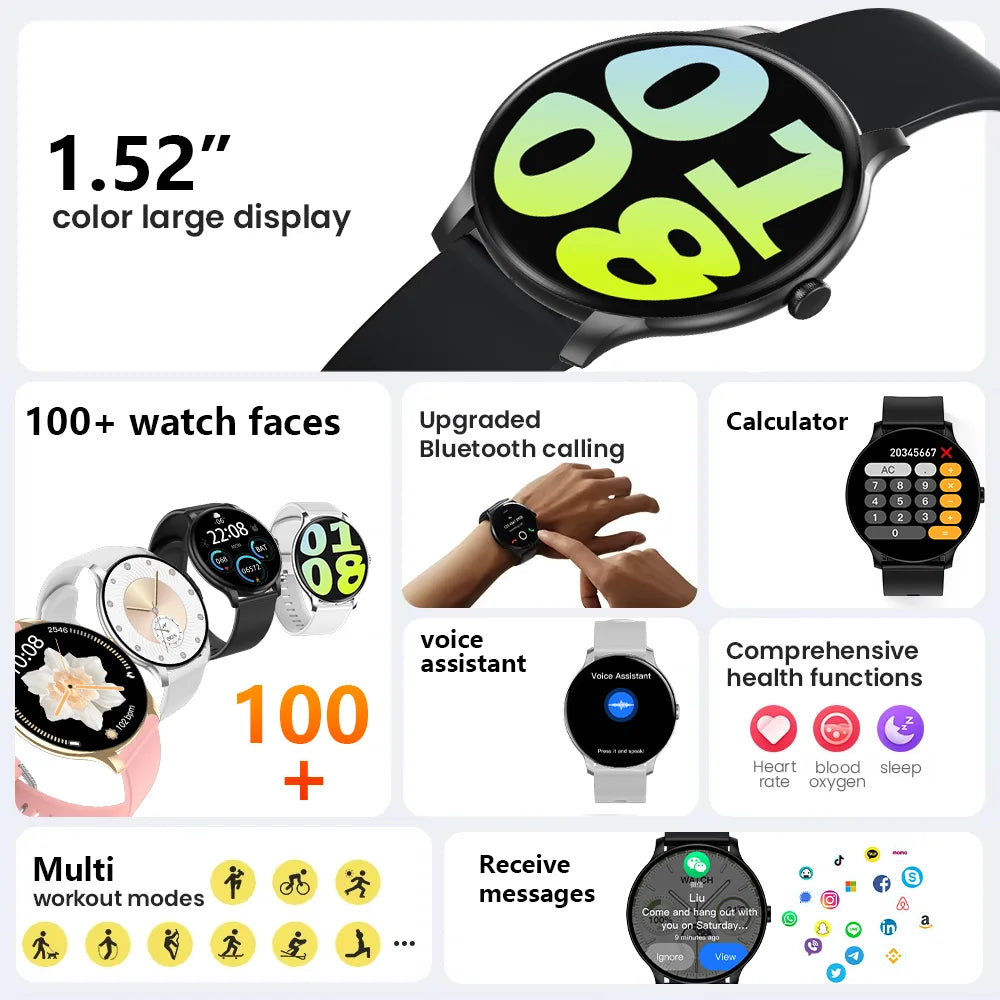 LXASFIT 2025 New Smart Watch Heart Rate Sleep Health Monitor Bluetooth Talk Ladies Sport Smart Watch for Android IOS